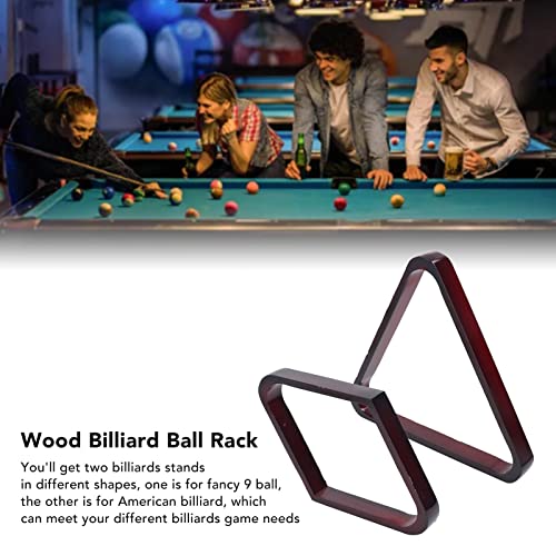 Set of 2 Wooden Billiard Ball Rack Set, Vintage Pine Wood Billiard 8 Ball Triangle Rack & 9 Ball Diamond Rack, Table Pool Ball Racks for 5.72Cm Large Billiards Wine Red