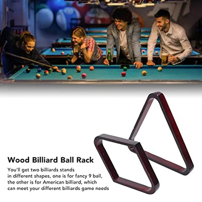 Pool Table Billiard Ball Racks, Wooden Triangle Diamond Rack Set, Billiards Accessories, Large Ball Holder 8 or 9 Ball for 5.72cm 2.3in Billiard Ball 2 Pack Black