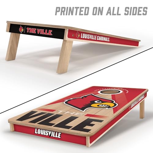 YouTheFan NCAA 2' x 4' Slogan Series Professional Wood Cornhole Game with Logo Bags - color: Louisville Cardinals