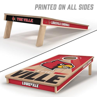 YouTheFan NCAA 2' x 4' Slogan Series Professional Wood Cornhole Game with Logo Bags - color: Louisville Cardinals