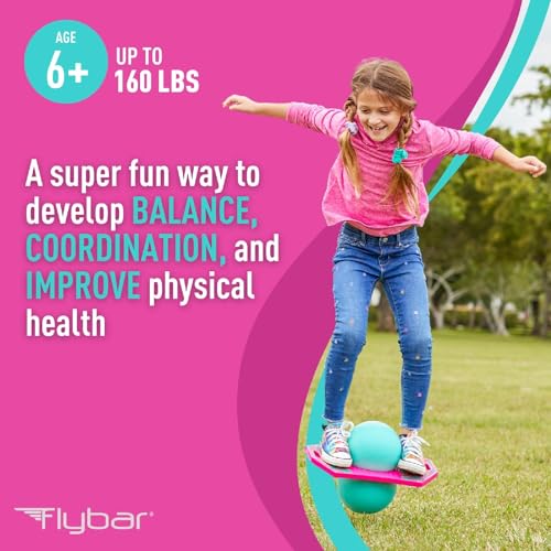 Flybar LED Pogo Trick Ball for Kids Balance Bounce Board w/Anti-Slip Deck - color: Donut