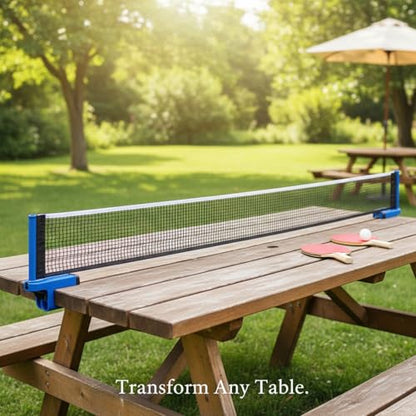Retractable Table Tennis Net Set, Clamp-On Ping Pong Net for Standard Tables, Portable Polyester Mesh with Quick Setup - color: Gray