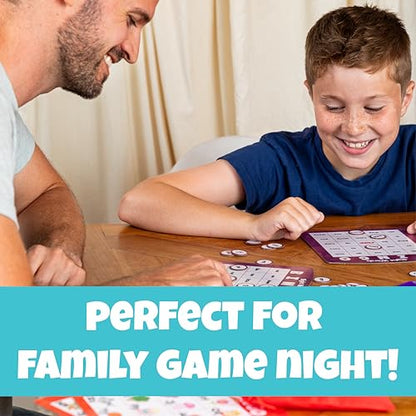 Chuckle & Roar Family Bingo – Educational Bingo Game for Kids Ages 3–6+ | Four Games in One: Animals, Alphabet, Sight Words & Numbers | 1–6 Players
