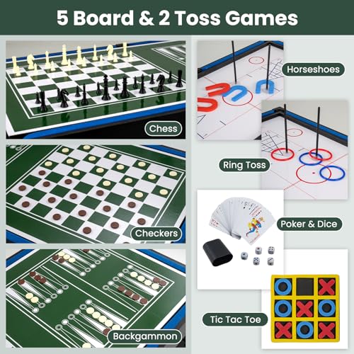 GYMAX Multi Game Table 48", 14 in 1 Combo Game Table w/Basketball, Billiards, Foosball, Ping Pong, Hockey, Shuffleboard, Bowling, Chess, Checkers, Backgammon, Tic Tac Toe for Game Room, Family Night