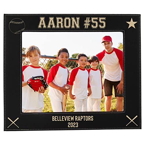 My Personal Memories Custom Monogrammed Baseball Sports Picture Frame Gifts - Personalized 4x6, 5x7, 8x10 Photo Frames for Athletes, Coaches, Teams, Kids, Awards (Black with Gold) - color: Black with Gold
