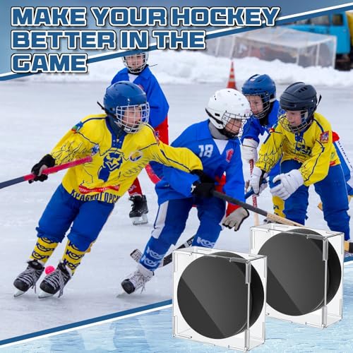 Marsui Hockey Puck Display Case Cube Acrylic Square Hockey Puck Holder Snap Design Plastic Holder for Displaying, Clear, 3.13 x 3.13 x 1.3 Inches