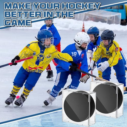 Marsui Hockey Puck Display Case Cube Acrylic Square Hockey Puck Holder Snap Design Plastic Holder for Displaying, Clear, 3.13 x 3.13 x 1.3 Inches
