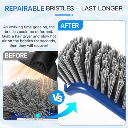 Pool Brush Head, Scrub Brush with Premium Nylon Bristles,Curved Ends High-Efficiency Pool Broom/Pool Brushes for Cleaning Inground/Above Ground,Swimming Pool, Walls, Bathtubs, Tiles & Floors(Blue) - color: Blue