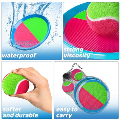 Toss and Catch Ball Game Set, Beach Outdoor Toys for Kids Boys with Paddle, Balls and Storage Bag, Yard Backyard Outside Indoor Toys Games Gifts for Kids Boys Girls Ages 3 4 5 6 7 8 9 10 - style: 2 Paddles & 2 Balls