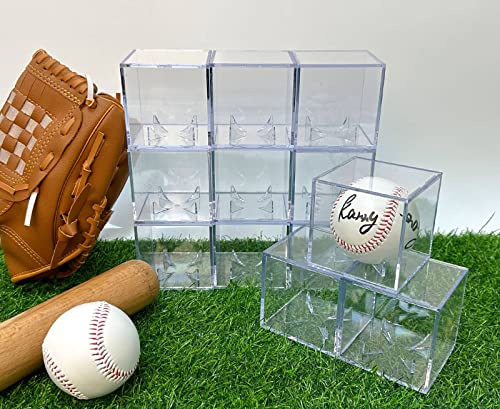 8 Pack Baseball Display Cases - UV Protected Acrylic Square Baseball Holder, Official Size Baseball Display Boxes, Clear Display Cube Baseball Memorabilia Showcase Autographed Ball Protector - size: 8ct Baseball Display Case