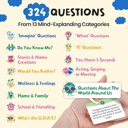 400 Silly Conversation Cards for Kids - 2.5" x 1.75" Cards with Interactive Activities and Funny Questions for Kids - Great for Hanging Out at Home, Long Road Trips, and Family Dinner Quality Time