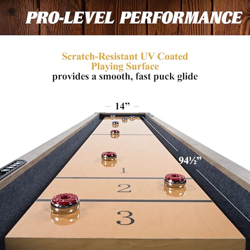 Barrington 9ft Shuffleboard Table with Scratch-Resistant Playfield and 8 Puck Set - size: 9 Ft. Monteray