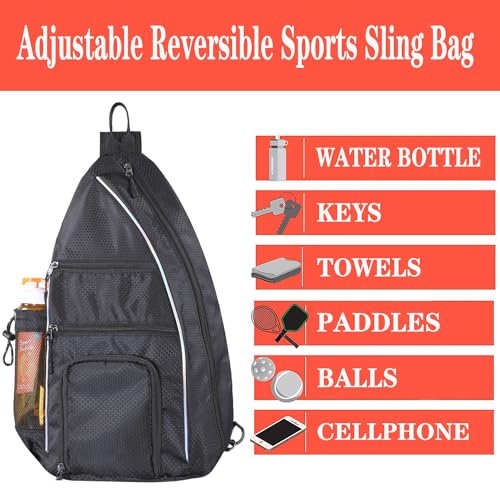 Pickleball Bag - Pickleball Bags for Women Men - Pickleball Backpack - Travel Pickleball Paddle Case, Pickle Ball Bag for Pickleball Paddle Tennis Racket, Protable Pickleball Sling Bag - color: Black