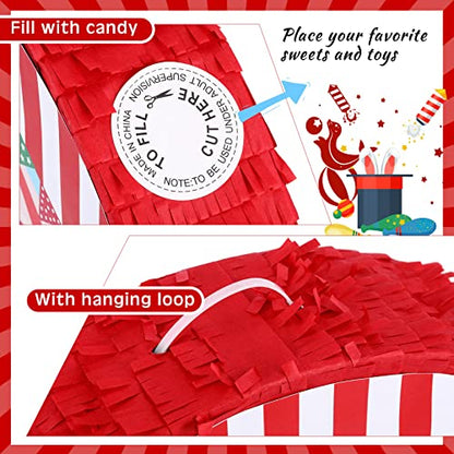 Deekin Large Carnival Piñata Stick with Blindfold Confetti Set Circus Tent Piñata for Birthday Carnival Theme Party Decorations Gaming Holiday Celebration Game Supply - style: Circus Tent
