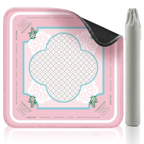 Pink Mahjong Mat for Table, American Mahjong Mat, 32.4x32.4 in Non-Slip Noise-Reducing Neoprene Table Cover with Carrying Bag for Mah Jongg, Poker, Card Games and Dominoes (Pink Floral) - color: Pink Floral