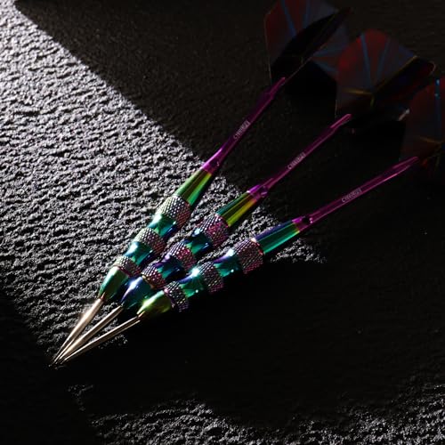 CyeeLife Steel Tip Darts Set,3 Pack Professional Dart with 6 Premium Aluminum Shafts,3 Style PET Flights,Dart Sharpener, Rubber Rings, Flight Protector and Dart Case,Colorful