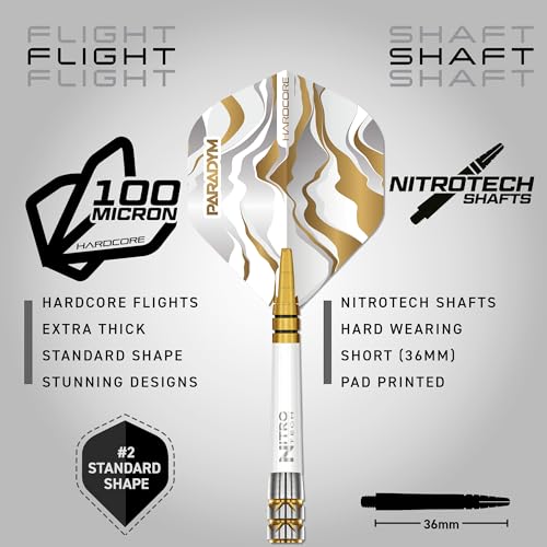 RED DRAGON Darts - Paradym Gold Series - 18g Barrel/ 20g Full Weight - Professional Soft Tip Darts Set - 90% Tungsten Parallel Barrel - Includes Dart Flights & Stems - Professional Dart Set