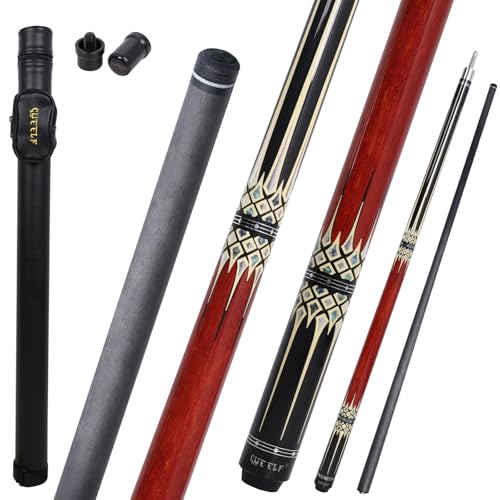 CUEELF Carbon Fiber Pool Cue 2 Pieces Cue Stick with 12.5mm Tip Professional Low Deflection Billiard Pool Sticks with 3/8 * 8 Pin Joint - color: CBFBR-GB-04