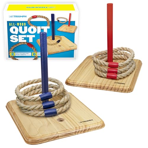 Triumph Sports Triumph Premium Wooden Quoit Set - Includes 2 Targets and 6 Sisal Rope Rings