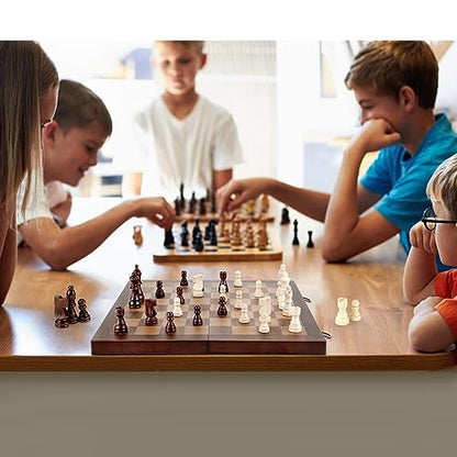 Magnetic Wooden Chess Set for Adults Kids 15'' Chess Board with Handmade Pieces, Folding Portable Travel Unique Chess Sets Game for Tournament Professional Beginner - size: 15 INCHES
