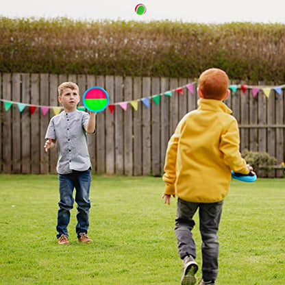 Ayeboovi Toss and Catch Ball Set Outdoor Games for Kids Toys Yard Games Beach Pool Toys with 12 Paddles 8 Balls for 3 4 5 6 7 8 + Year Old Boys Girls Toys Gifts