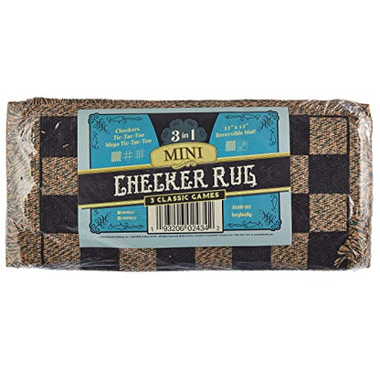 3-in-1 Mini Checkers Rug + Classic & Mega Tic Tac Toe - Portable Compact 12" x 12" Reversible Checkerboard Rug - Travel, Parties, Games on The Go, Family Board Game Night (Pack of 2) - size: 12x12 inches (Pack of 2)