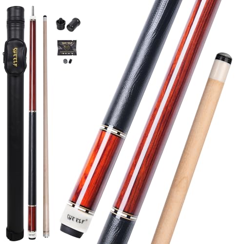 CUEELF Pool Cue Stick Low Deflection Hand-Made Inlay Billiard Cue 58'' Professional Billiard Pool Cue Stick for Adults-12.5mm Tip,3/8 * 8 Joint - color: WD-SM-HONGMU