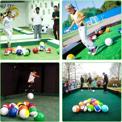 16Pcs Football Billiards Ball Set, PU Leather Soccer Snooker Balls for Inflatable Billiards Game, Pool Kick Billiards Set Table Games for Adult Outdoor Entertainment - size: 22cm/8.66inch