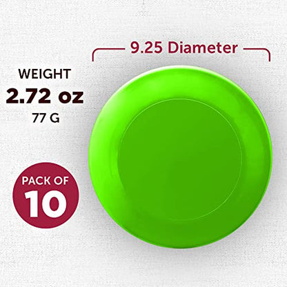 DISCOUNT PROMOS Frisbee Flying Discs in Bulk, 9.25 in. Fun Family Beach Game - color: Blank - Neon Green, size: 10 flying discs