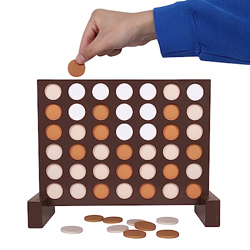 GOTHINK Wooden Four in a Row Game, Classic Strategy Game for Kids and Adults, Perfect for Family Picnics, Camping, Great Travel Game - color: Wooden Standard Four in a Row Game