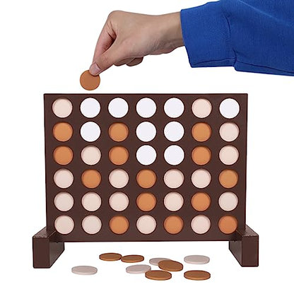 GOTHINK Wooden Four in a Row Game, Classic Strategy Game for Kids and Adults, Perfect for Family Picnics, Camping, Great Travel Game - color: Wooden Standard Four in a Row Game