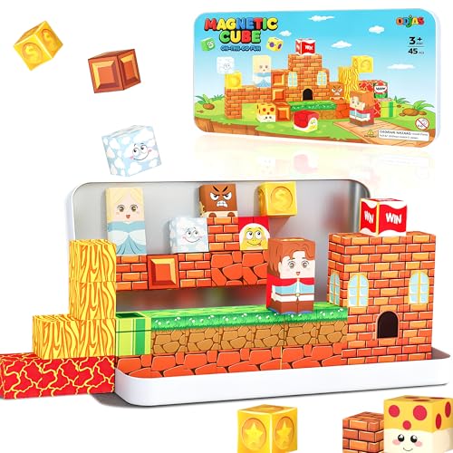 Mini Magnetic Building Blocks Travel Set with Case, 45pcs Travel Magnetic Toys with Portable Box for Kids, STEM Educational Sensory Toys, Classroom Must Have, Learning Gift for Toddlers, Boys & Girls - style: Classic