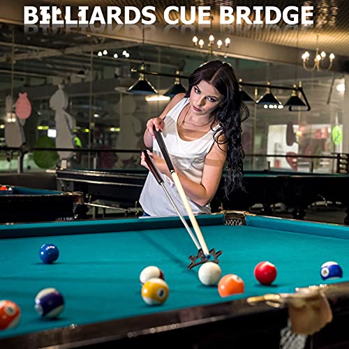 Sumind Retractable Pool Bridge Stick - Adjustable Billiards Cue Bridge with Removable Head, Wooden Handle & 5 Position Slots, Portable Pool Table Accessories for Home, Club & Tournament(Brown) - color: Brown