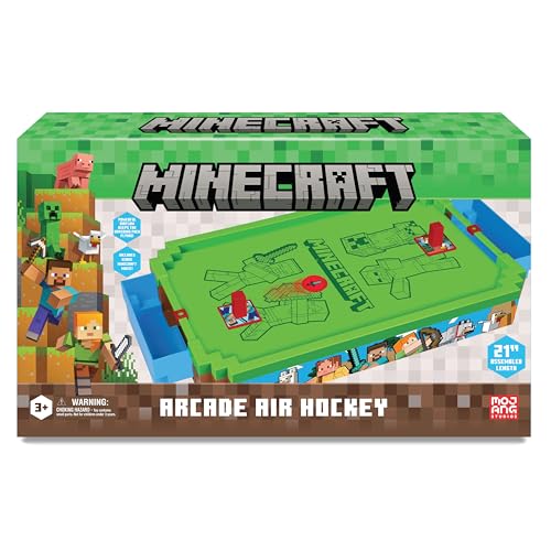 Minecraft: Arcade Air Hockey - Overworld -Premium Series, 21" Motorized Tabletop Game, Iconic Sounds, Licensed Collectible Toy, Adult-Kid 3+, 2 Player