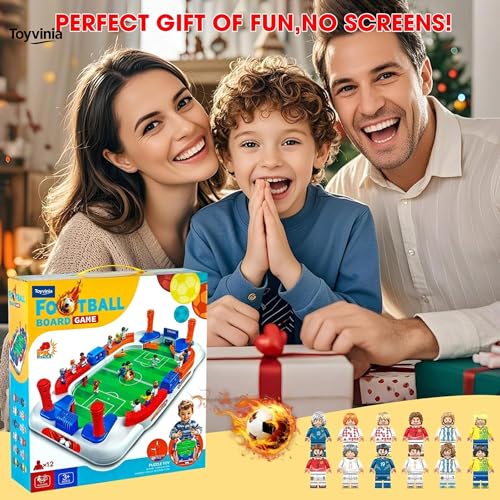 Soccer Board Game for Kids, Mini Football Table Game with 12 Player Figures, 3 Soccer Balls & Goal Bell, Foosball Board Game for 3 4 5 6 7 8 9 10 11 12 Year Old Boys and Girls