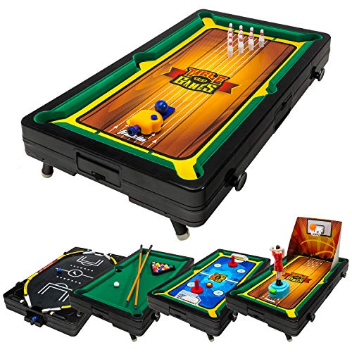 Franklin Sports Table Top Game Set - 5-in-1 Sports Center Indoor Game-Tabletop Soccer, Basketball, Hockey, Bowling+Pool