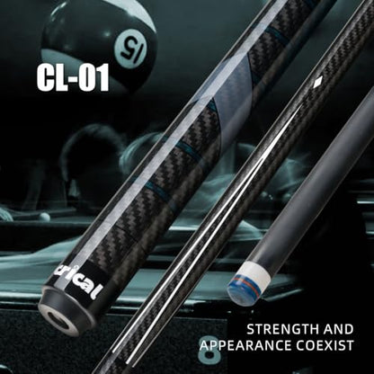 CRICAL Carbon Fiber Pool Cue Stick 58" Billiard Cue Sticks Professional Low Deflection Pool Sticks with 3/8 * 8 Pin Joint and 12.5mm Tip - color: 001-CL01