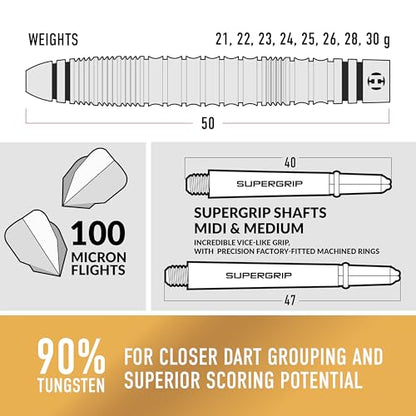 Harrows Combat 90% Tungsten Steel Tip Darts Set I 21g to 30g All Weights Available I Huge 17pcs Bundle with Spare Shafts, Prime Flights & Travel Case - size: 23 grams