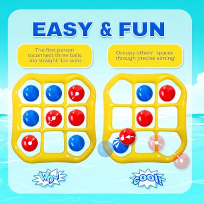 Tic Tac Toe Pool Toys Games, Giant Floating Tic Tac Toe Game Float with 10 Balls – Summer Outdoor Beach Lake Yard Field Day Games – Party Toy Floats for Adults Family, 2-10 Players