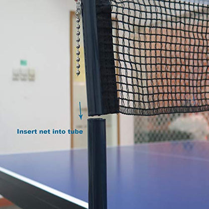Comesee Professional Ping Pong Net Clip on Easy, Table Tennis Net and Post Set with Spring Activated Clamp, Thick Base Grip, Precision Tension Height Adjustment (Navy)