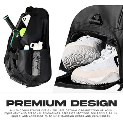 Franklin Sports Pickleball Pro Series Bag II - Court Backpack + Duffel Bag for Paddles, Balls + Equipment Storage - color: Black