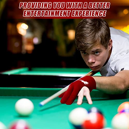 Giegxin 20 Pcs Billiard Pool Gloves Three Fingers Billiard Shooters Gloves Snooker Left and Right Hand Universal Cue Sports Accessories for Women Men - color: Red, Black, Blue