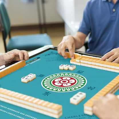 Mahjong Mat 32.4” x 32.4”, 3mm Thick Non-Slip Rubber Back Mahjong Table Mat, Noise Reduction Waterproof Mahjong Game Mat for Table, Mahjong Tile Mat for Cards, Dominoes & Board Games - color: Teal