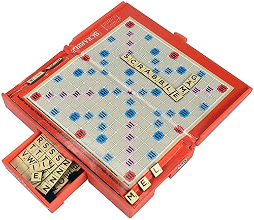World's Smallest Scrabble, Miniature Magnetic Board, 98 Letters, 5 Blank Tiles & Portable Case, Family Game, Classic Scrabble Game, Perfect for Stocking Stuffers, Easter Gifts, Party Favors, Ages 8+