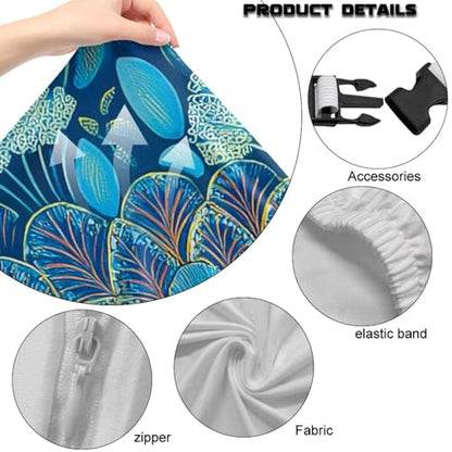 Peacock Print 4Pcs Gaming Chair Cover Set Comfortable Breathable Computer Office Chair Cover with Armrest Covers Universal Fit for Desk/Swivel/Rotating Chairs Protector - color: Blue - Peacock