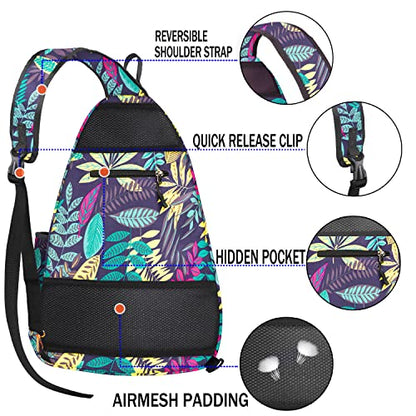 Pickleball Bag - Pickleball Bags for Women Men - Pickleball Backpack - Travel Pickleball Paddle Case, Pickle Ball Bag for Pickleball Paddle Tennis Racket, Protable Pickleball Sling Bag - color: Green Leaf