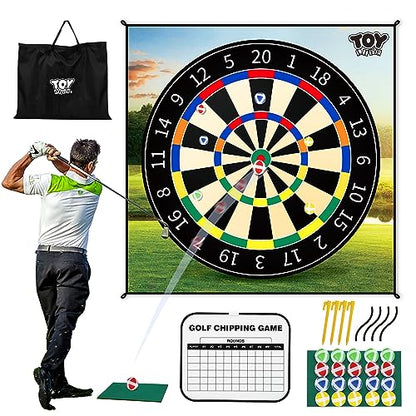 TOY Life Chipping Golf Game Mat Indoor Outdoor Games for Adults and Family Kids Outdoor Play Equipment Stick Chip Game Indoor Golf Set Backyard Games Outdoor Toys for Kids - style: Dart Board Style