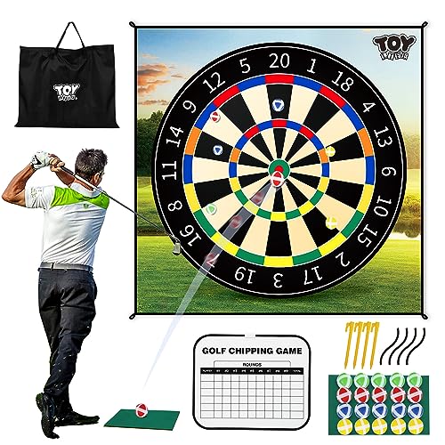 TOY Life Chipping Golf Game Mat Indoor Outdoor Games for Adults and Family Kids Outdoor Play Equipment Stick Chip Game Indoor Golf Set Backyard Games Outdoor Toys for Kids - style: Dart Board Style