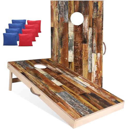 Sportdo Solid Wood Vintage Cornhole Game Set, Two 4'x2'Cornhole Boards, 8 Cornhole Bags for Indoor and Outdoor Toss Games Competitions, Tournaments - style: Vintage Style (Thicker Version)