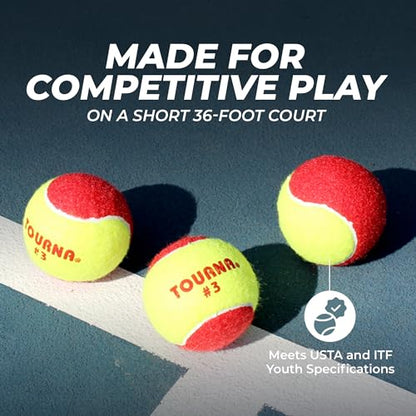 Tourna Low Compression Stage 3 Tennis Ball - style: 18 Pack